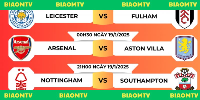 Lịch thi đấu của toàn bộ các giải bóng đá có tại Biaomtv